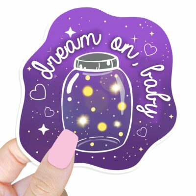 This image shows an hand-drawn adorable sticker, Dream On Baby Sticker, which is available to purchase from HunnieByte.com