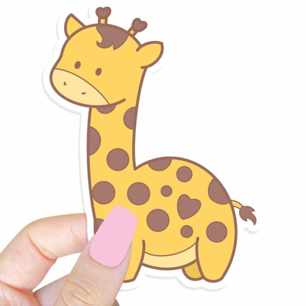 This image shows an hand-drawn adorable sticker, Cute Giraffe Sticker, which is available to purchase from HunnieByte.com