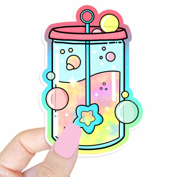 This image shows an hand-drawn adorable sticker, Kawaii Bubbles Sticker, which is available to purchase from HunnieByte.com