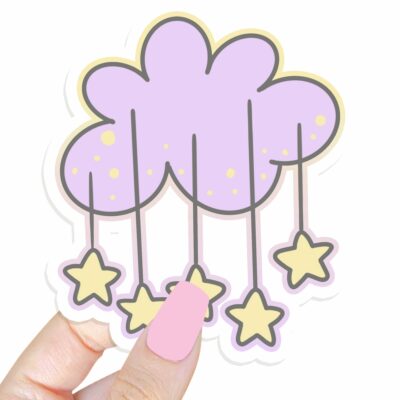 This image shows an hand-drawn adorable sticker, Sweet Lavender Cloud, which is available to purchase from HunnieByte.com