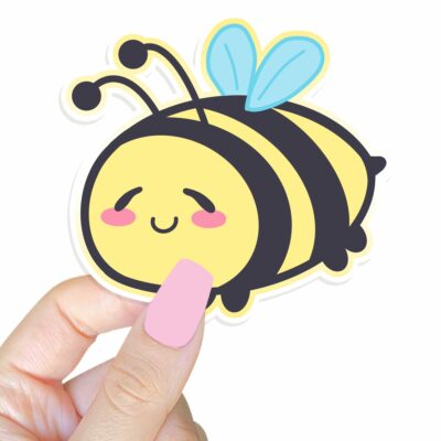 This image shows an hand-drawn adorable sticker, Little Bee Sticker, which is available to purchase from HunnieByte.com