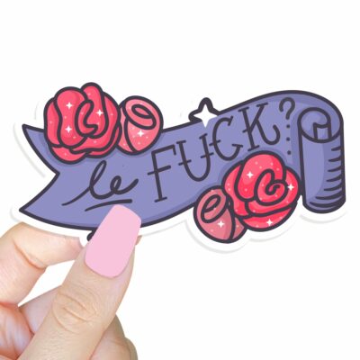 This image shows our adorable sticker finishes, Le Fuck Sticker, which is available to purchase from HunnieByte.com