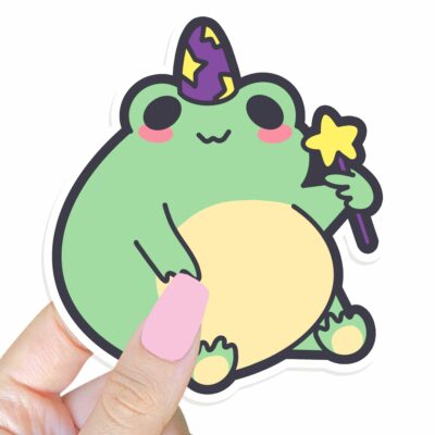 This image shows an hand-drawn adorable sticker, Magical Frog Boi Sticker, which is available to purchase from HunnieByte.com