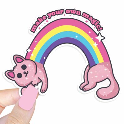 This image shows an hand-drawn adorable sticker, Make Your Own Magic Sticker, which is available to purchase from HunnieByte.com