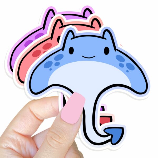 This image shows an hand-drawn adorable sticker, Manaray Sticker, which is available to purchase from HunnieByte.com