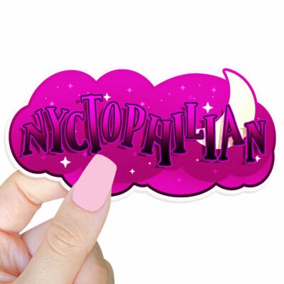 This image shows our adorable sticker finishes, Nyctophilia Sticker, which is available to purchase from HunnieByte.com