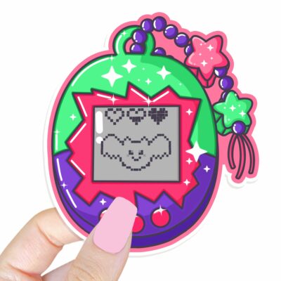 This image shows an hand-drawn adorable sticker, Pet Bat Game Sticker, which is available to purchase from HunnieByte.com