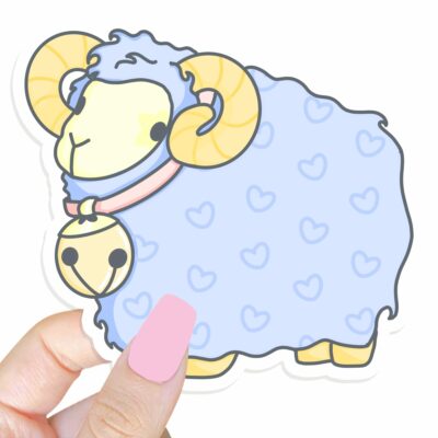 This image shows an hand-drawn adorable sticker, Adorable Little Ram Sticker, which is available to purchase from HunnieByte.com