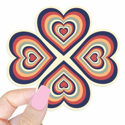 This image shows our adorable sticker finishes, Retro Heart Bouquet Sticker, which is available to purchase from HunnieByte.com