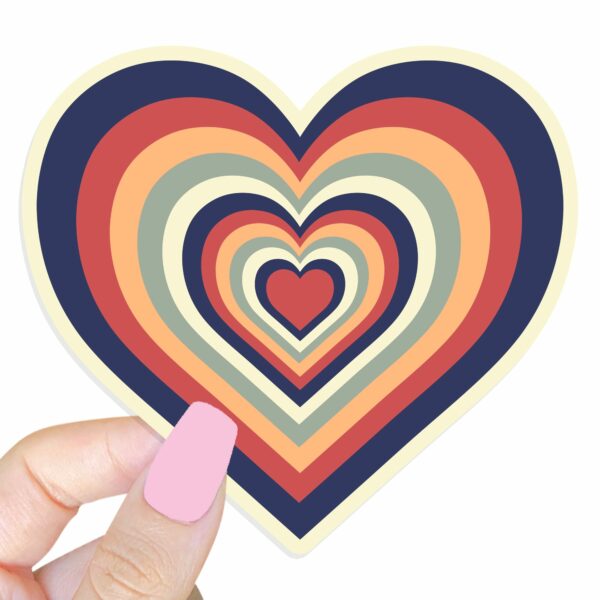 This image shows our adorable sticker finishes, Retro Heart Sticker, which is available to purchase from HunnieByte.com