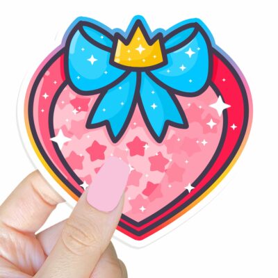 This image shows an hand-drawn adorable sticker, Magical Girl Heart Shield Sticker, which is available to purchase from HunnieByte.com