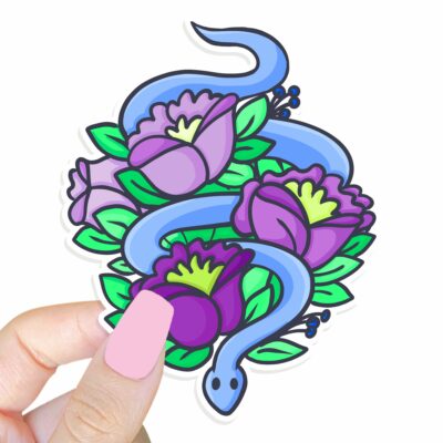 This image shows our adorable sticker finishes, Floral Snake Sticker, which is available to purchase from HunnieByte.com