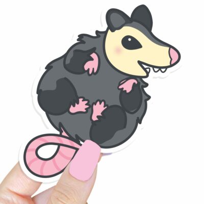 This image shows an hand-drawn adorable sticker, Squishy Possum Baby Sticker, which is available to purchase from HunnieByte.com