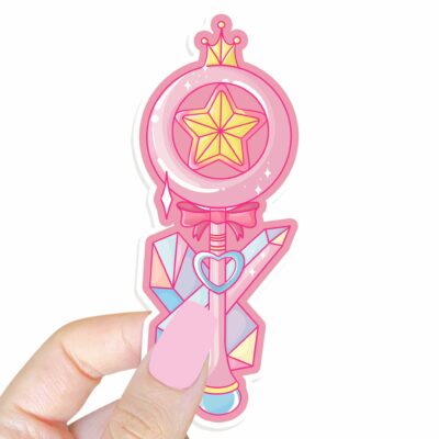 This image shows an hand-drawn adorable sticker, Star Magical Wand Sticker, which is available to purchase from HunnieByte.com