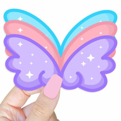 This image shows an hand-drawn adorable sticker, Cute Sparkle Wings Sticker, which is available to purchase from HunnieByte.com