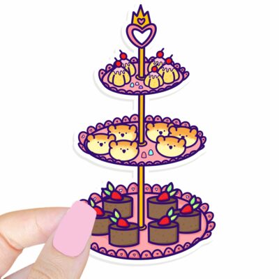 This image shows an hand-drawn adorable sticker, Sweet Treat Tray Sticker, which is available to purchase from HunnieByte.com