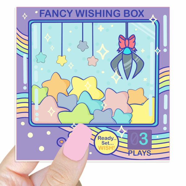 This image shows an hand-drawn adorable sticker, Fancy Wish Box Sticker, which is available to purchase from HunnieByte.com