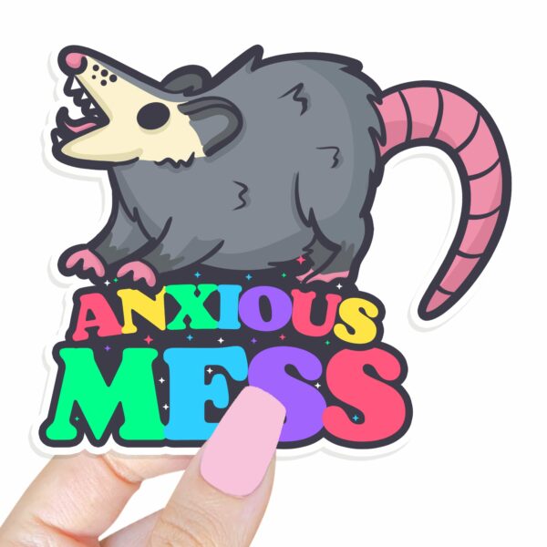 This image shows an hand-drawn adorable sticker, Anxiety Ridden Sticker, which is available to purchase from HunnieByte.com