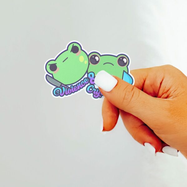 This image shows our adorable sticker finishes, Violence and Cryolence Sticker, which is available to purchase from HunnieByte.com