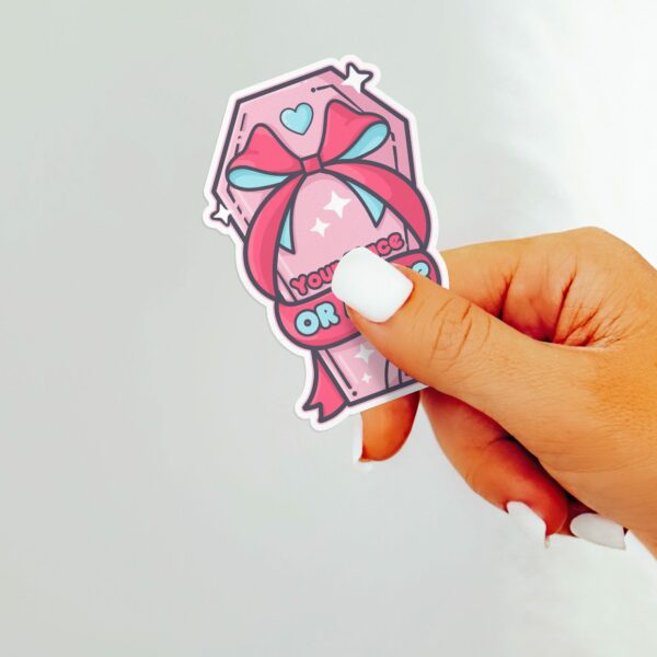 This image shows our adorable sticker finishes, Your Place Or Mine Sticker, which is available to purchase from HunnieByte.com