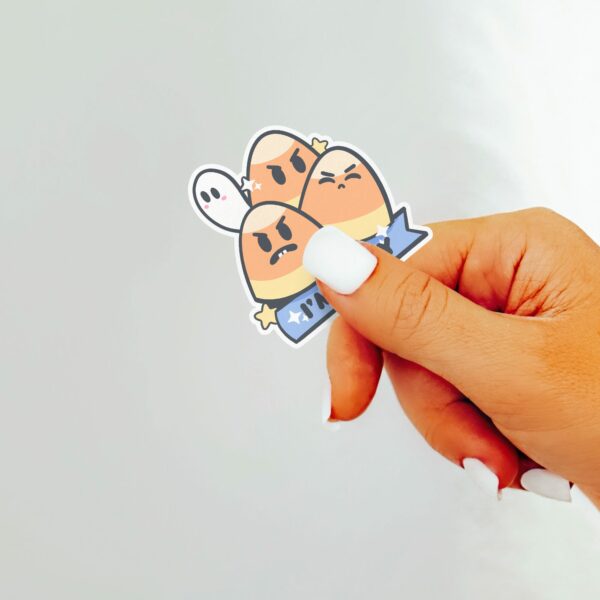 This image shows our adorable sticker finishes, Im Angy Candycorn Sticker, which is available to purchase from HunnieByte.com