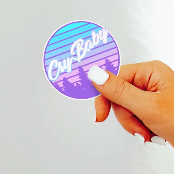 This image shows our adorable sticker finishes, Cry Baby Sticker, which is available to purchase from HunnieByte.com