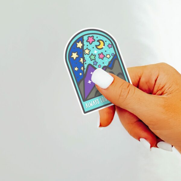 This image shows an hand-drawn adorable sticker, Always Look For Color Sticker, which is available to purchase from HunnieByte.com