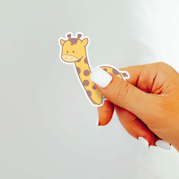 This image shows an hand-drawn adorable sticker, Cute Giraffe Sticker, which is available to purchase from HunnieByte.com