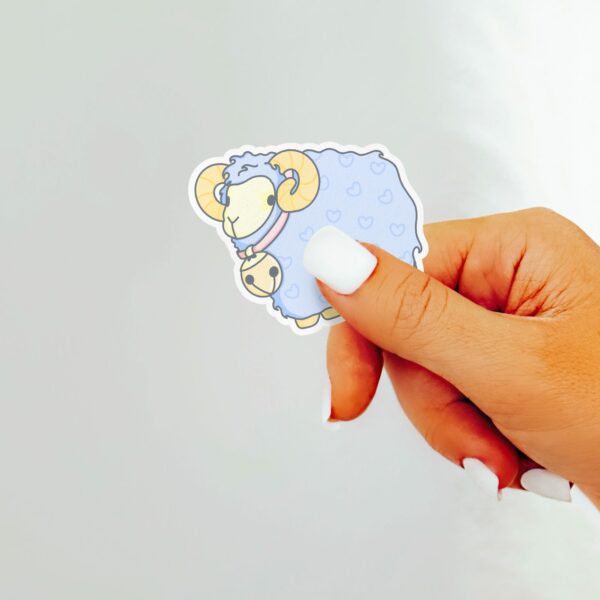 This image shows an hand-drawn adorable sticker, Adorable Little Ram Sticker, which is available to purchase from HunnieByte.com