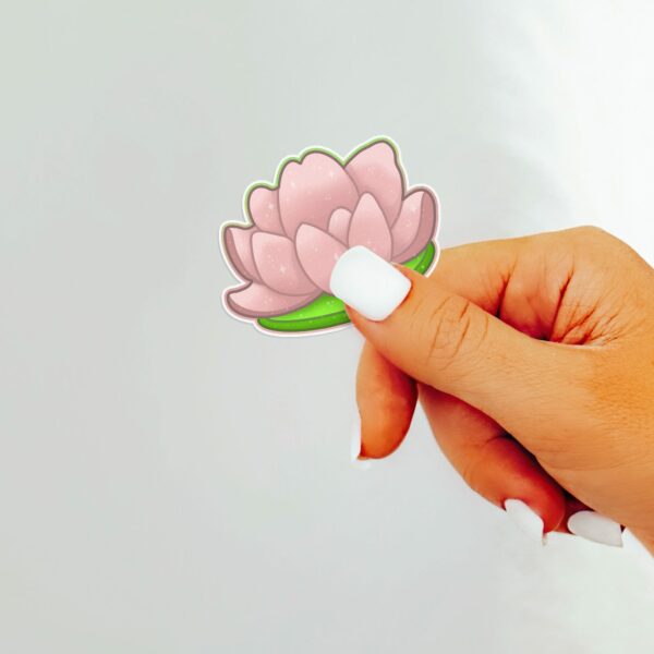 This image shows an hand-drawn adorable sticker, Lotus Flower Sticker, which is available to purchase from HunnieByte.com