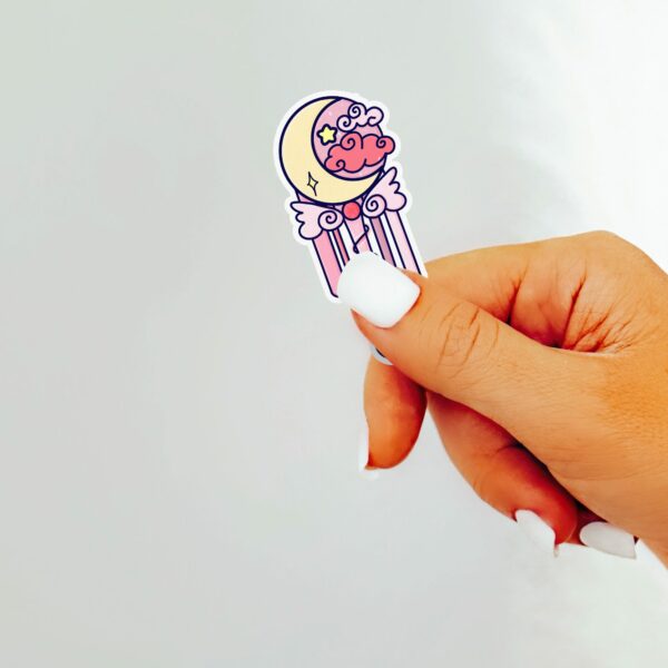 This image shows an hand-drawn adorable sticker, Pretty Pink Magical Wand Sticker, which is available to purchase from HunnieByte.com