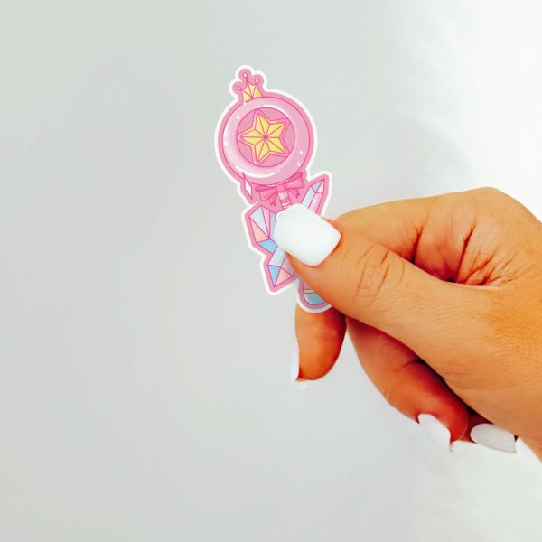 This image shows an hand-drawn adorable sticker, Star Magical Wand Sticker, which is available to purchase from HunnieByte.com