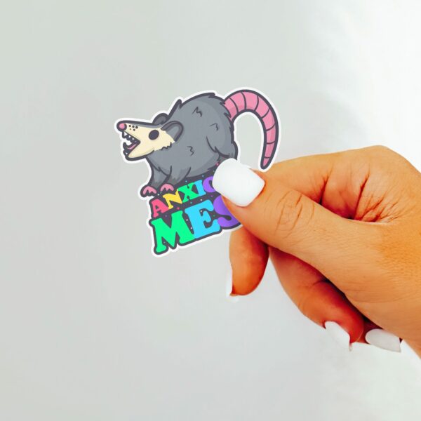 This image shows an hand-drawn adorable sticker, Anxiety Ridden Sticker, which is available to purchase from HunnieByte.com