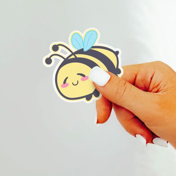 This image shows an hand-drawn adorable sticker, Little Bee Sticker, which is available to purchase from HunnieByte.com