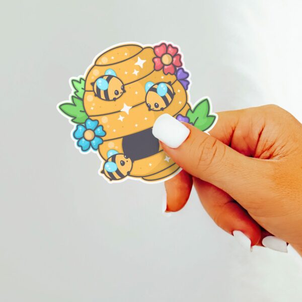 This image shows an hand-drawn adorable sticker, Honey Home Sticker, which is available to purchase from HunnieByte.com