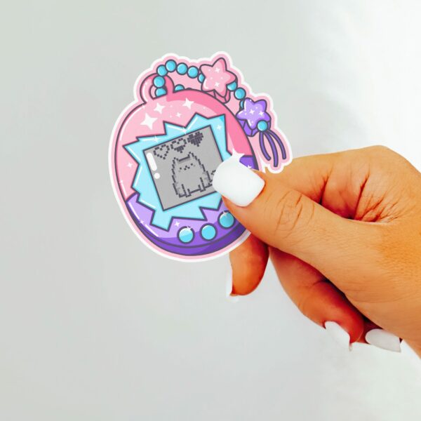 This image shows an hand-drawn adorable sticker, Pet Cat Game Sticker, which is available to purchase from HunnieByte.com