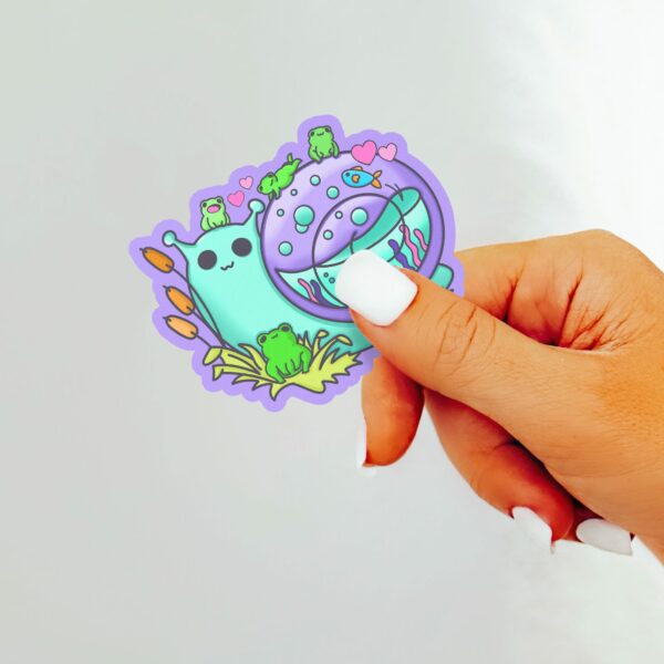 This image shows an hand-drawn adorable sticker, Snail Friend Sticker, which is available to purchase from HunnieByte.com