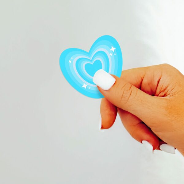 This image shows an hand-drawn adorable sticker, Sparkle Hearts Sticker, which is available to purchase from HunnieByte.com