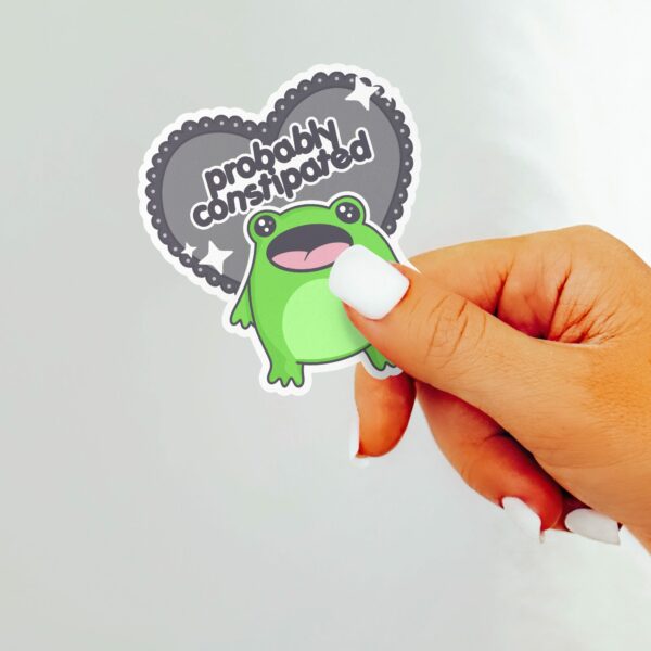 This image shows our adorable sticker finishes, Boopie Probably Constipated Sticker, which is available to purchase from HunnieByte.com