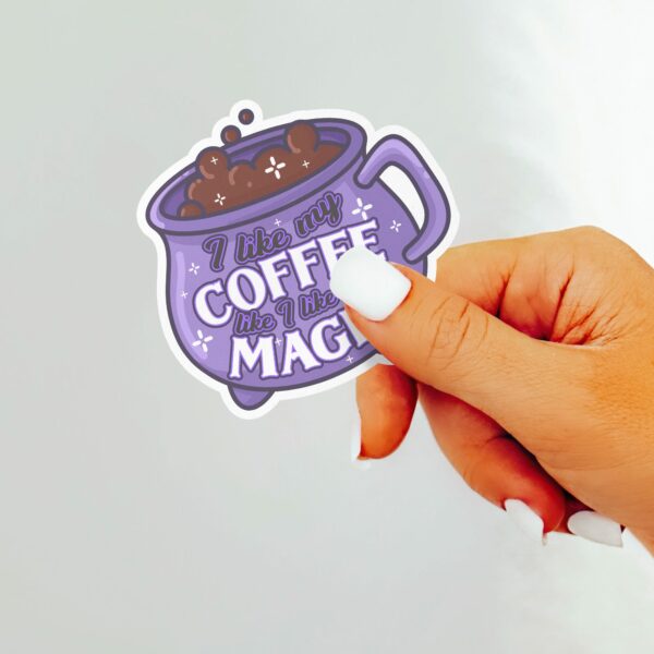 This image shows our adorable sticker finishes, I Like My Coffee Sticker, which is available to purchase from HunnieByte.com