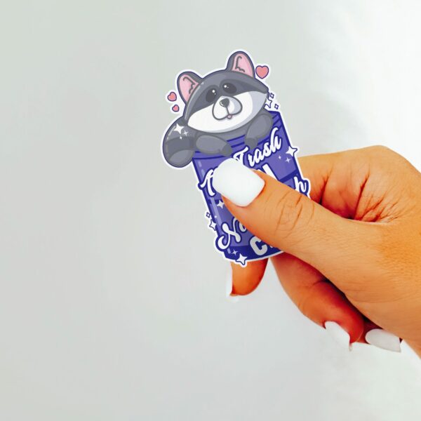 This image shows our adorable sticker finishes, Its Trash Can Not Trash Cant Sticker, which is available to purchase from HunnieByte.com