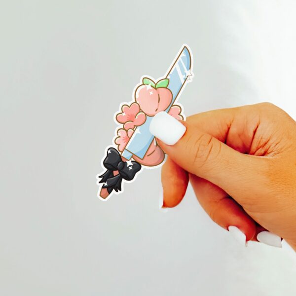 This image shows our adorable sticker finishes, Kawaii Black Sword Sticker, which is available to purchase from HunnieByte.com