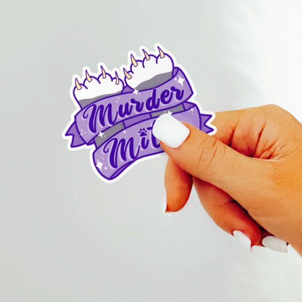 This image shows our adorable sticker finishes, Murder Mitts Sticker, which is available to purchase from HunnieByte.com