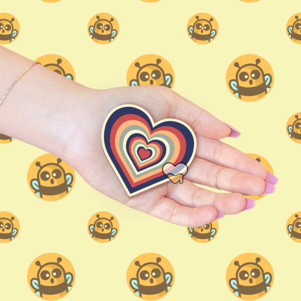 This image shows our adorable sticker finishes, Retro Heart Sticker, which is available to purchase from HunnieByte.com