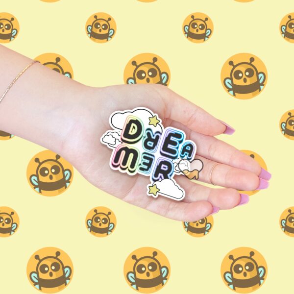 This image shows our adorable sticker finishes, Dreamer Sticker, which is available to purchase from HunnieByte.com