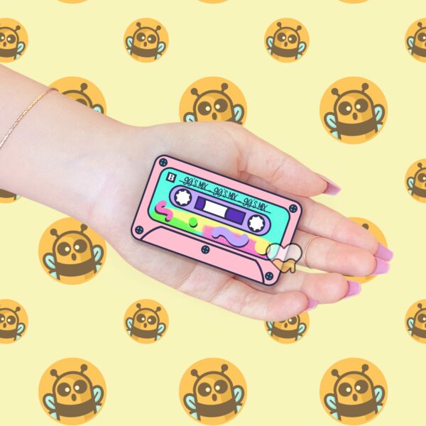 This image shows our adorable sticker finishes, Mixed Tape 90s Sticker, which is available to purchase from HunnieByte.com