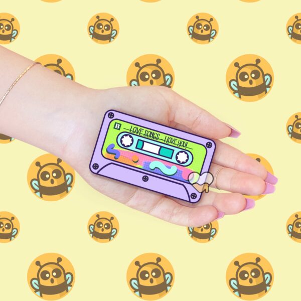 This image shows our adorable sticker finishes, Mixed Tape Love Songs Sticker, which is available to purchase from HunnieByte.com