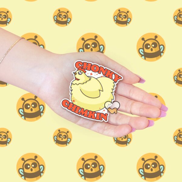 This image shows an hand-drawn adorable sticker, Chonky Chimkin Sticker, which is available to purchase from HunnieByte.com