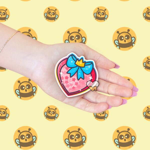 This image shows an hand-drawn adorable sticker, Magical Girl Heart Shield Sticker, which is available to purchase from HunnieByte.com