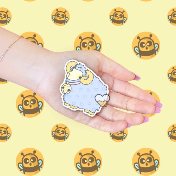 This image shows an hand-drawn adorable sticker, Adorable Little Ram Sticker, which is available to purchase from HunnieByte.com